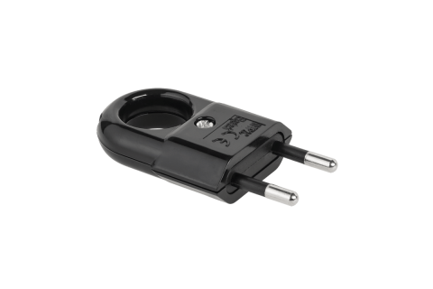 Kištukas 220V su įžeminimu, plokščias juodas (black) Elgotech WTP2C-2